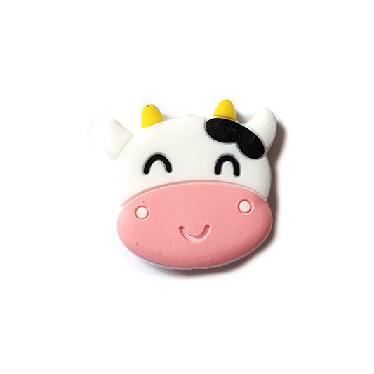 happy cow face silicone focal beads