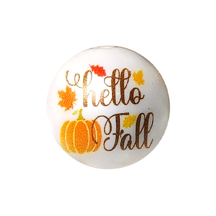 hello fall 20mm printed bubblegum beads