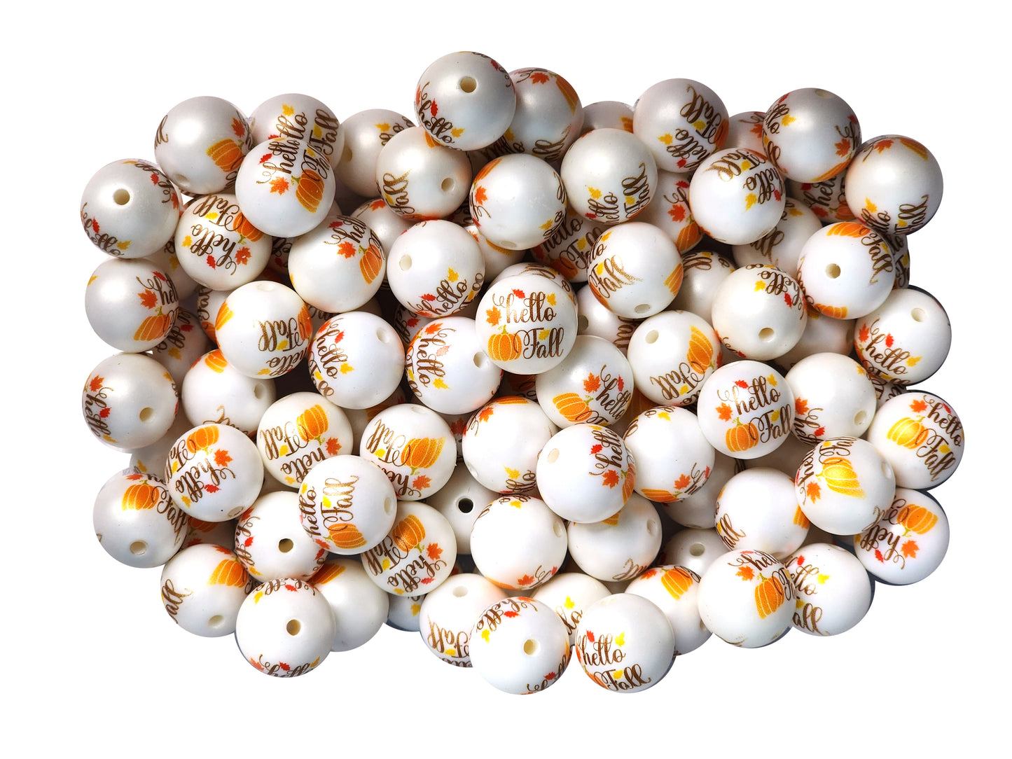 hello fall 20mm printed bubblegum beads