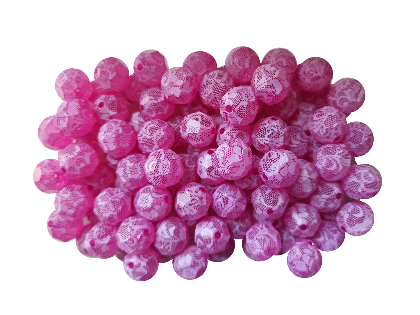 hot pink faceted lace 20mm bubblegum beads