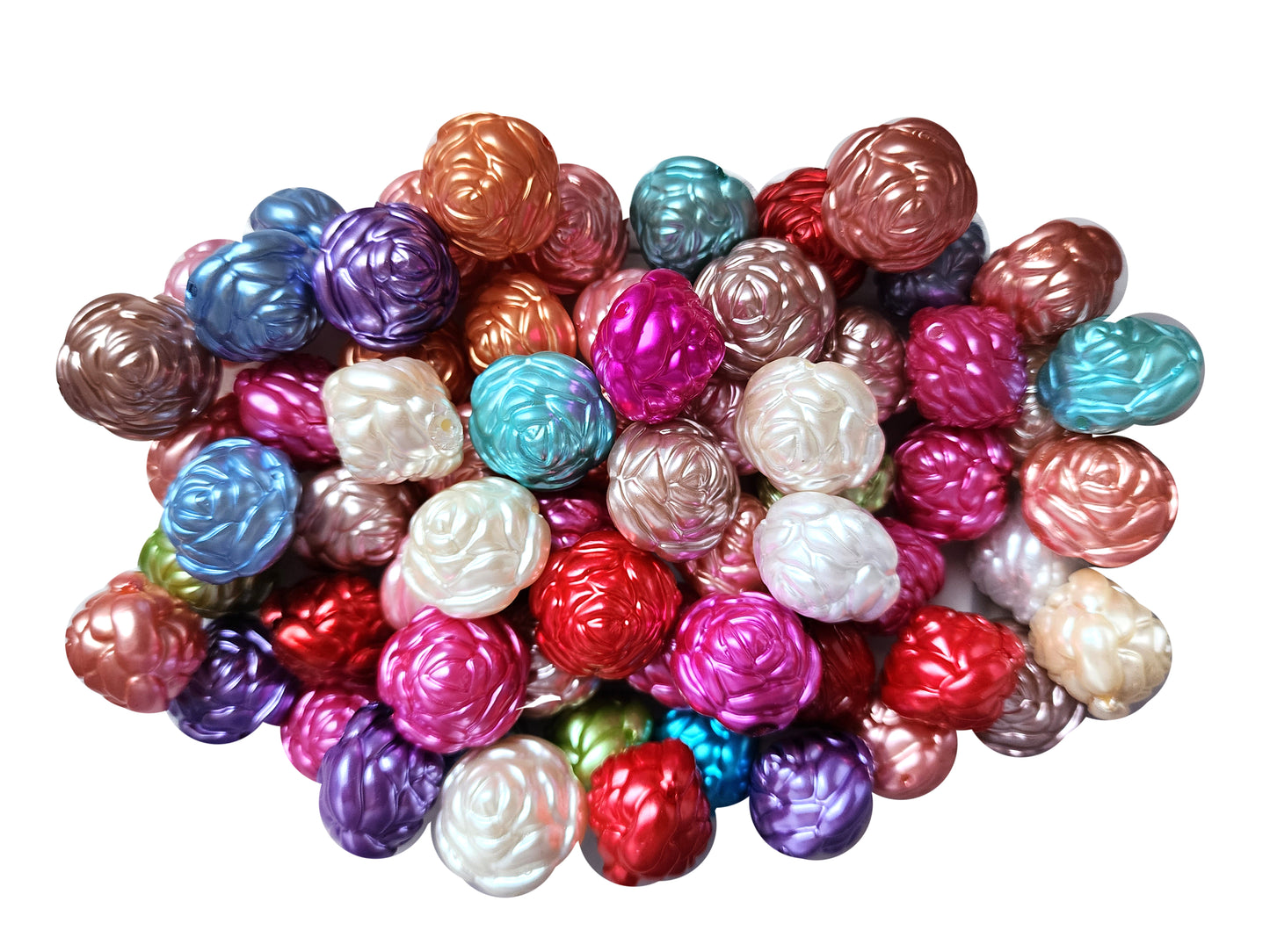 large rose shaped 25mm bubblegum beads