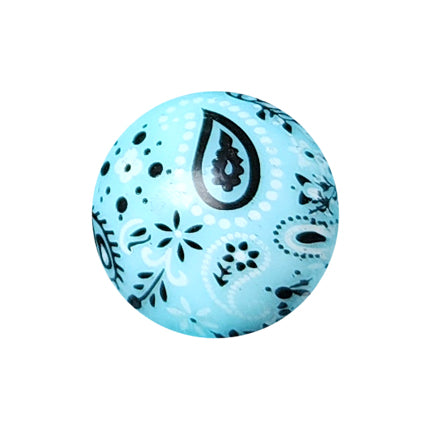 light blue bandana 20mm printed bubblegum beads