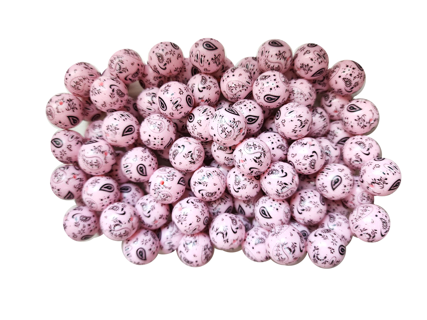 light pink bandana 20mm printed bubblegum beads