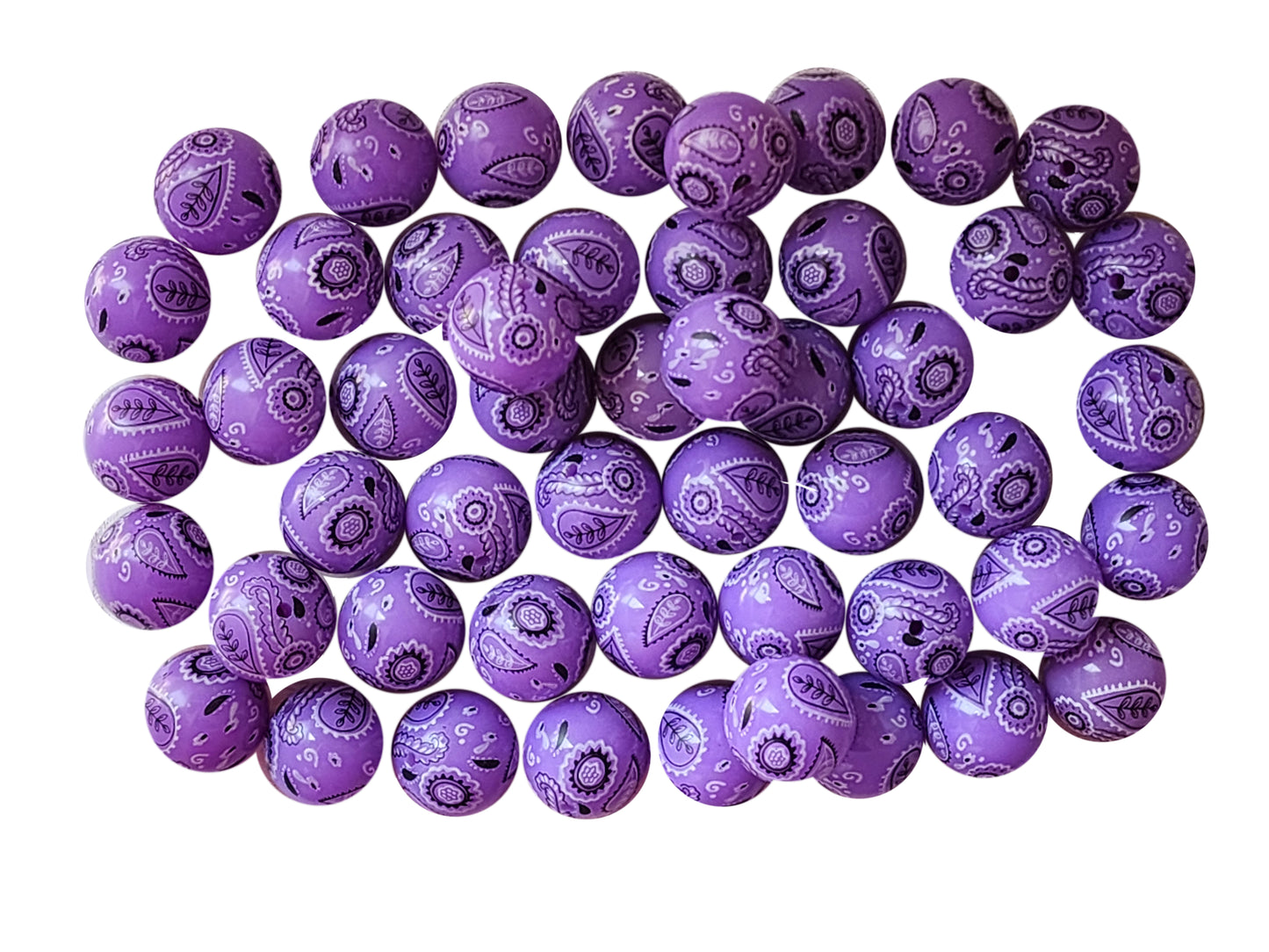 light purple bandana 20mm printed bubblegum beads