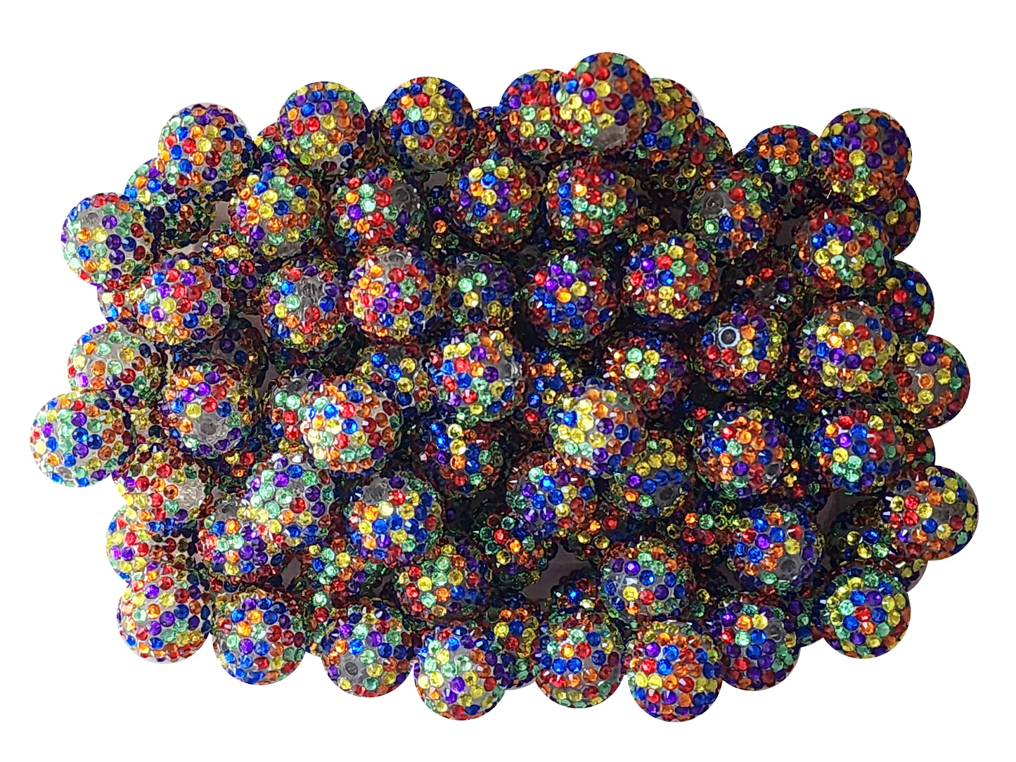 mardi gras rhinestone 20mm bubblegum beads