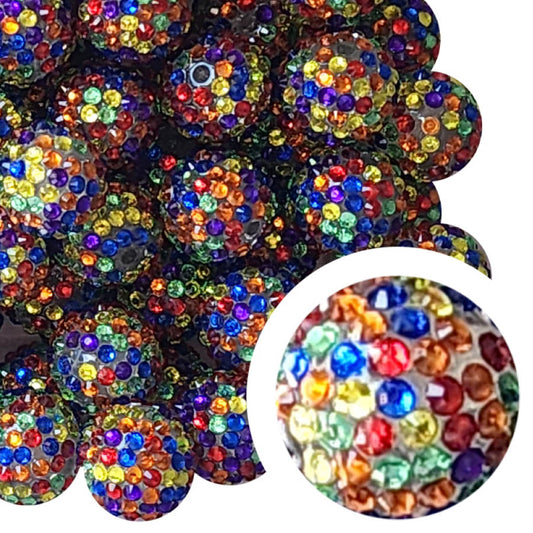 mardi gras rhinestone 20mm wholesale bubblegum beads
