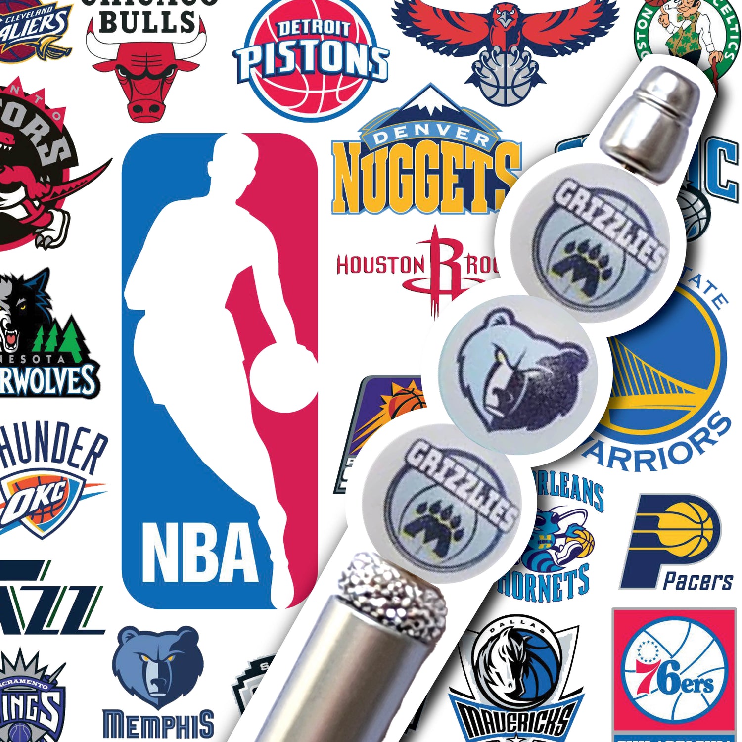 16mm memphis grizzlies mix nba team logos custom printed wholesale bubblegum beads
