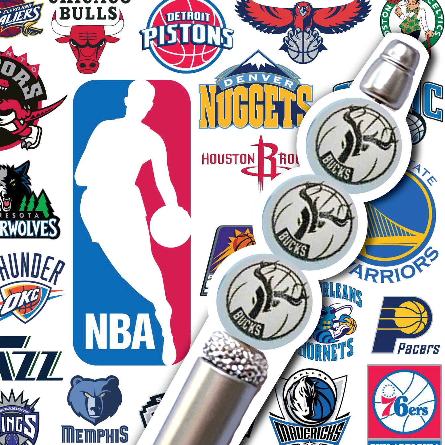 16mm milwaukee bucks nba team logos custom printed wholesale bubblegum beads