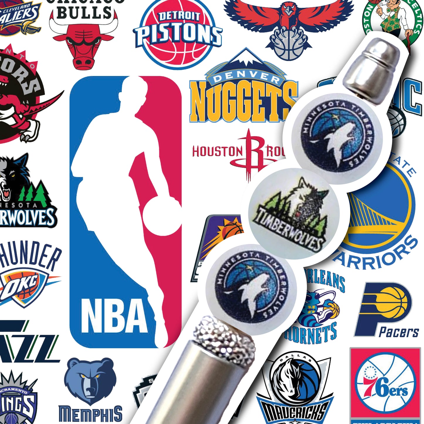 16mm minnesota timberwolves mix nba team logos custom printed wholesale bubblegum beads