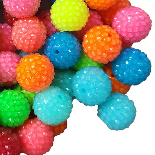 rainbow neon rhinestone 20mm wholesale bubblegum beads