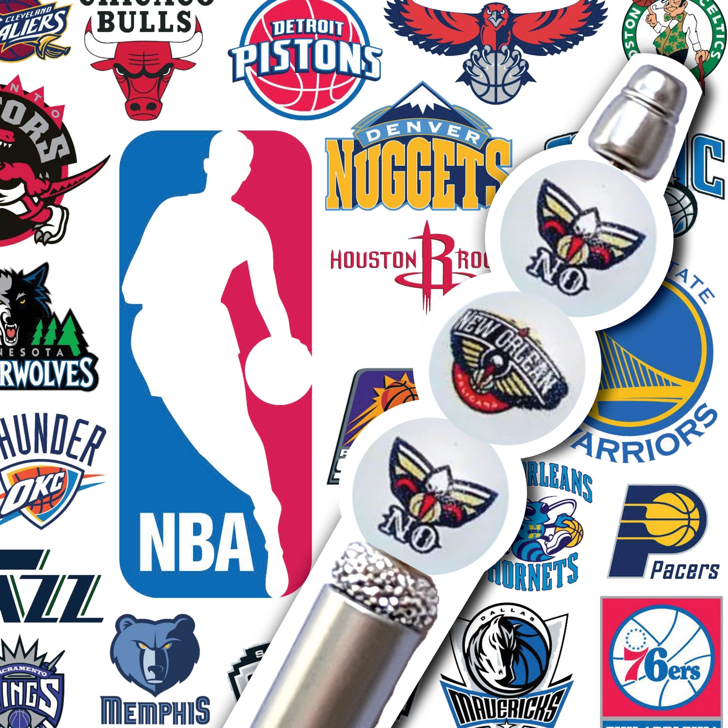 16mm new orleans pelicans mix nba team logos custom printed wholesale bubblegum beads