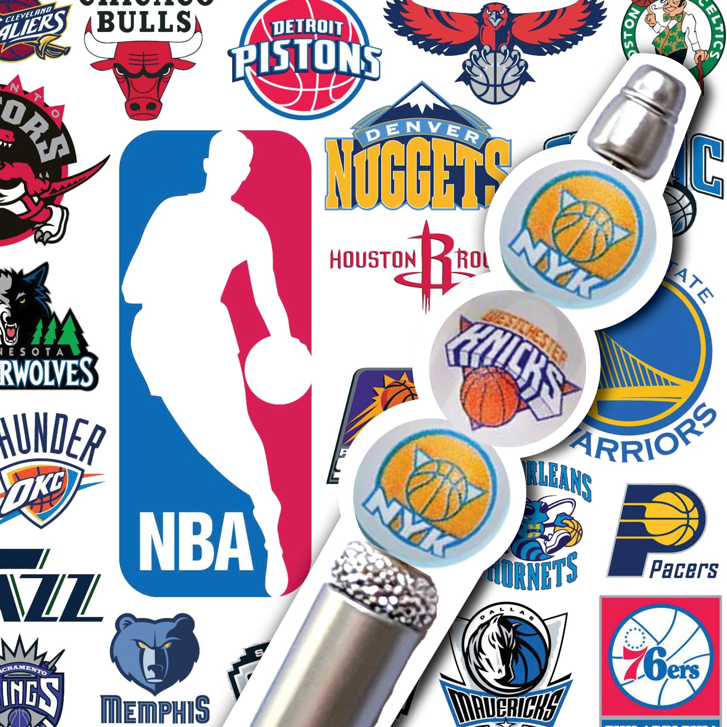 16mm new york knicks mix nba team logos custom printed wholesale bubblegum beads