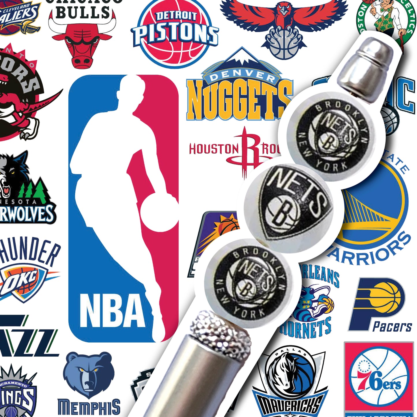 16mm new york nets mix nba team logos custom printed wholesale bubblegum beads