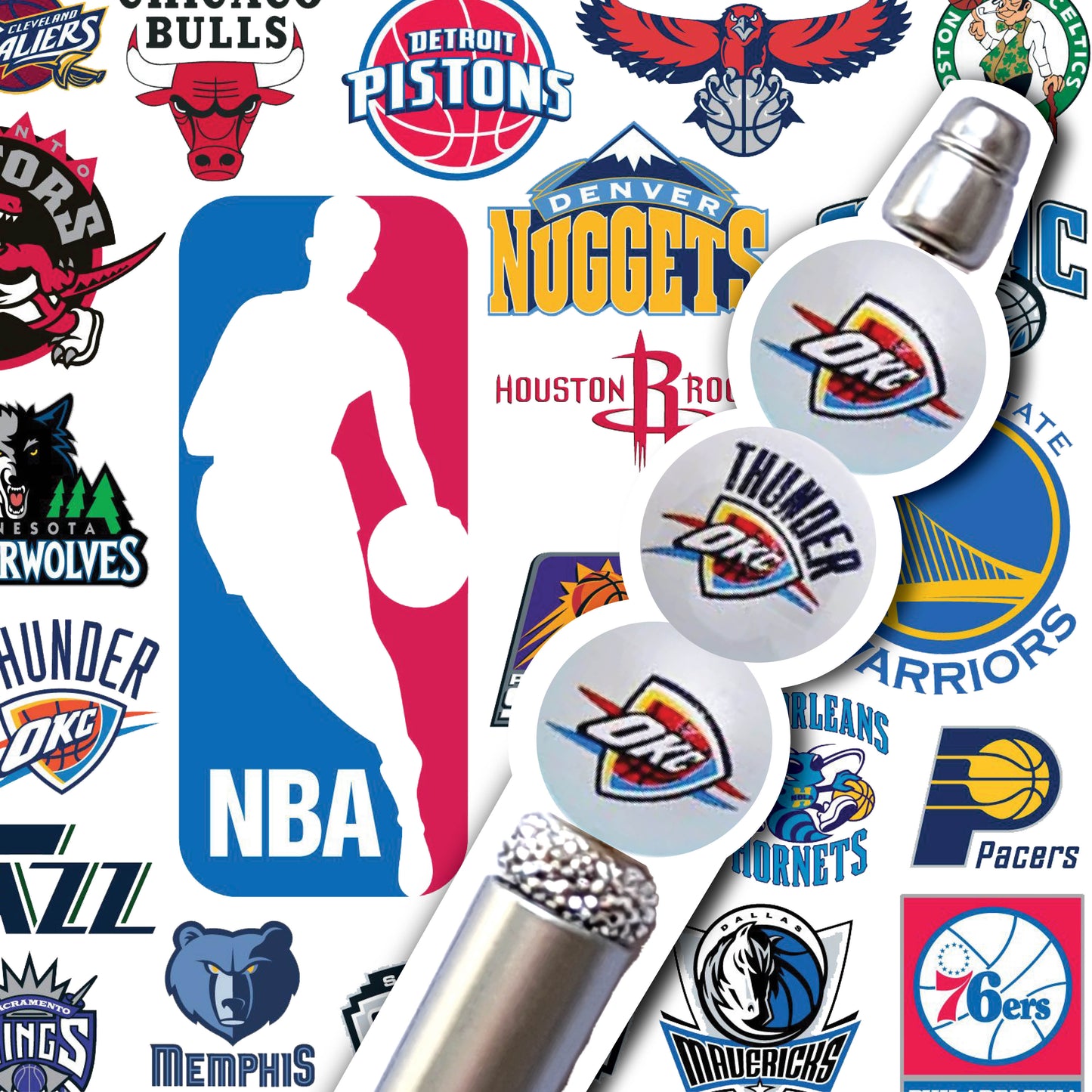 16mm oklahoma city thunder mix nba team logos custom printed wholesale bubblegum beads