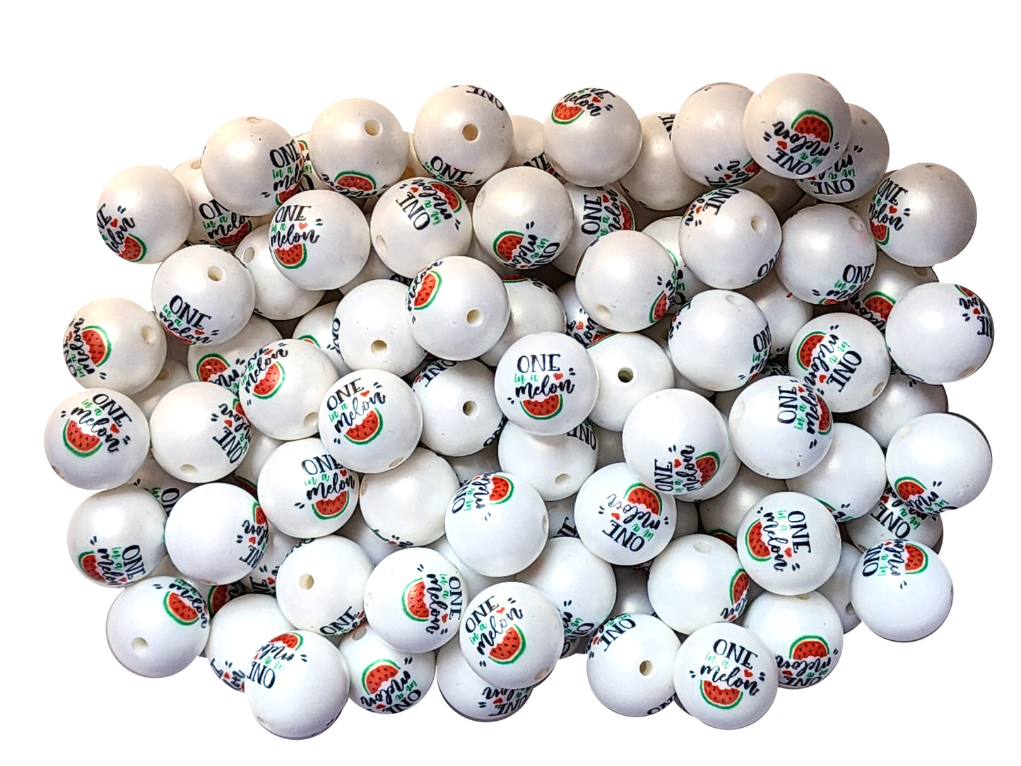 one in a melon 20mm printed bubblegum beads