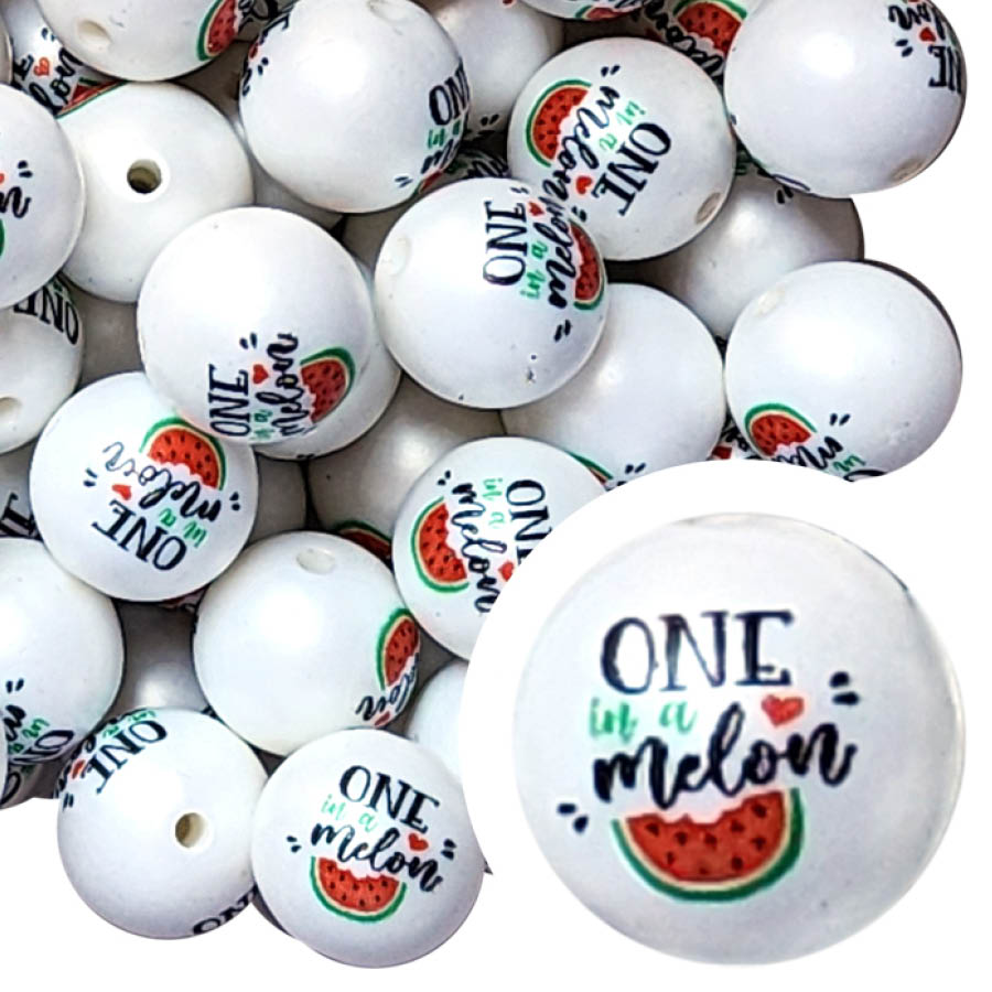 one in a melon 20mm printed bubblegum beads