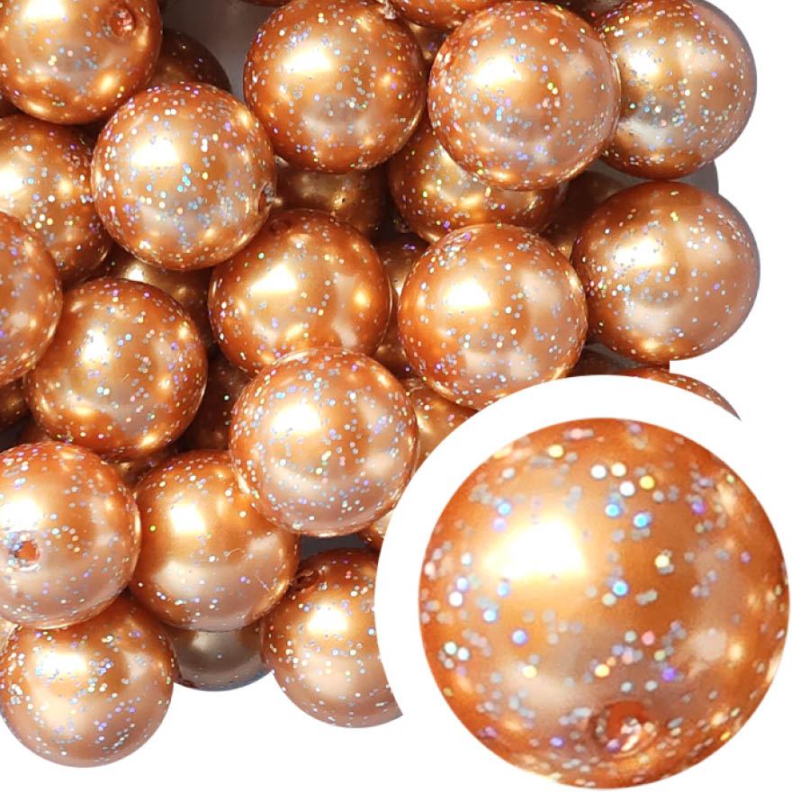 orange pearl glitter 20mm bubblegum beads