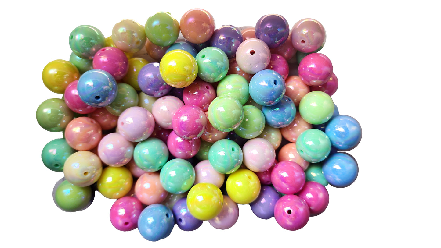pastel rainbow AB 20mm bubblegum beads