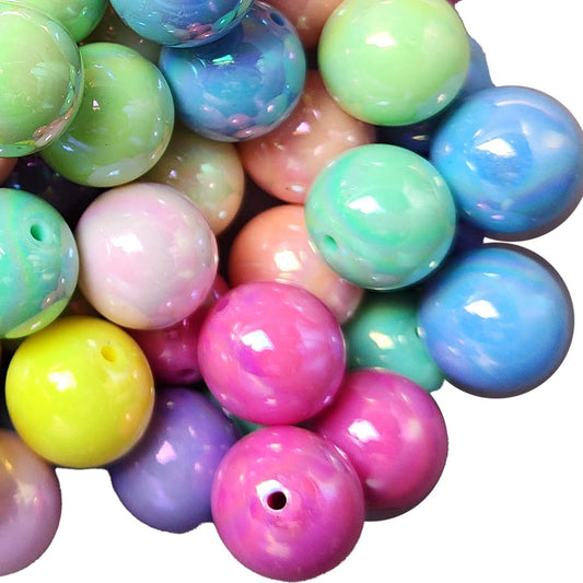 pastel rainbow AB 20mm bubblegum beads