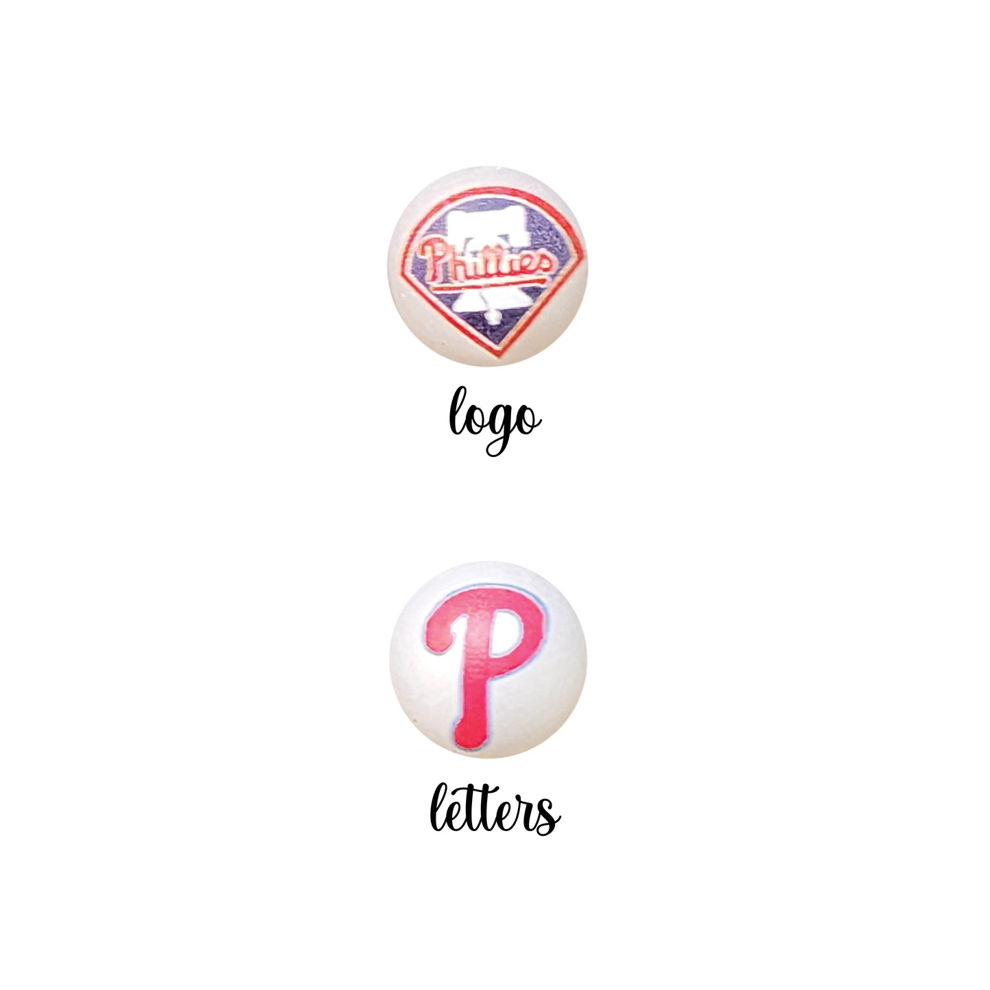 16mm philadelphia phillies mlb team logos custom printed bubblegum beads - sold per bead