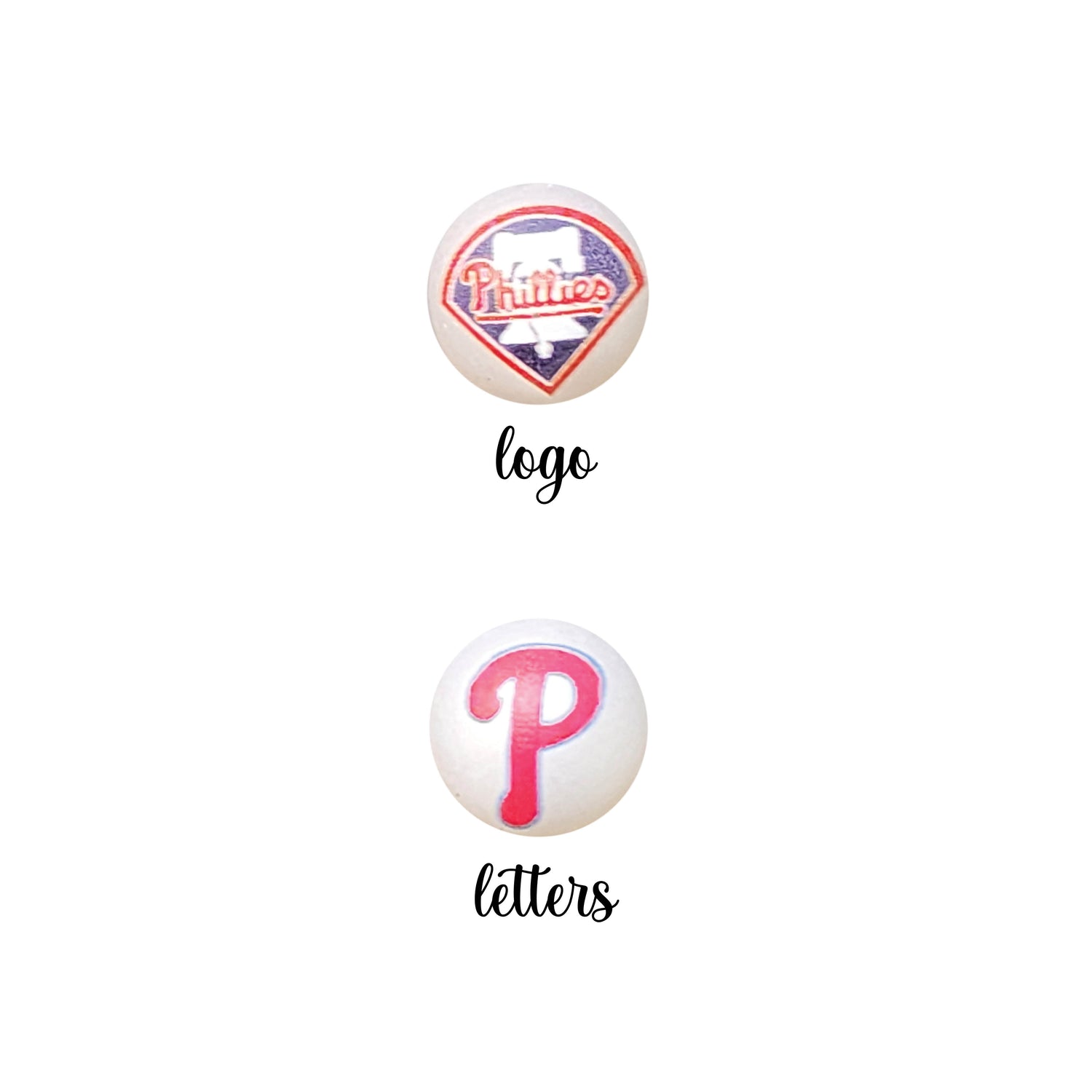 16mm philadelphia phillies mlb team logos custom printed bubblegum beads - sold per bead