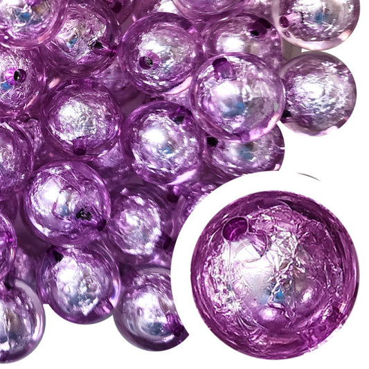 purple foil 20mm bubblegum beads