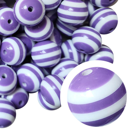 purple striped 20mm bubblegum beads