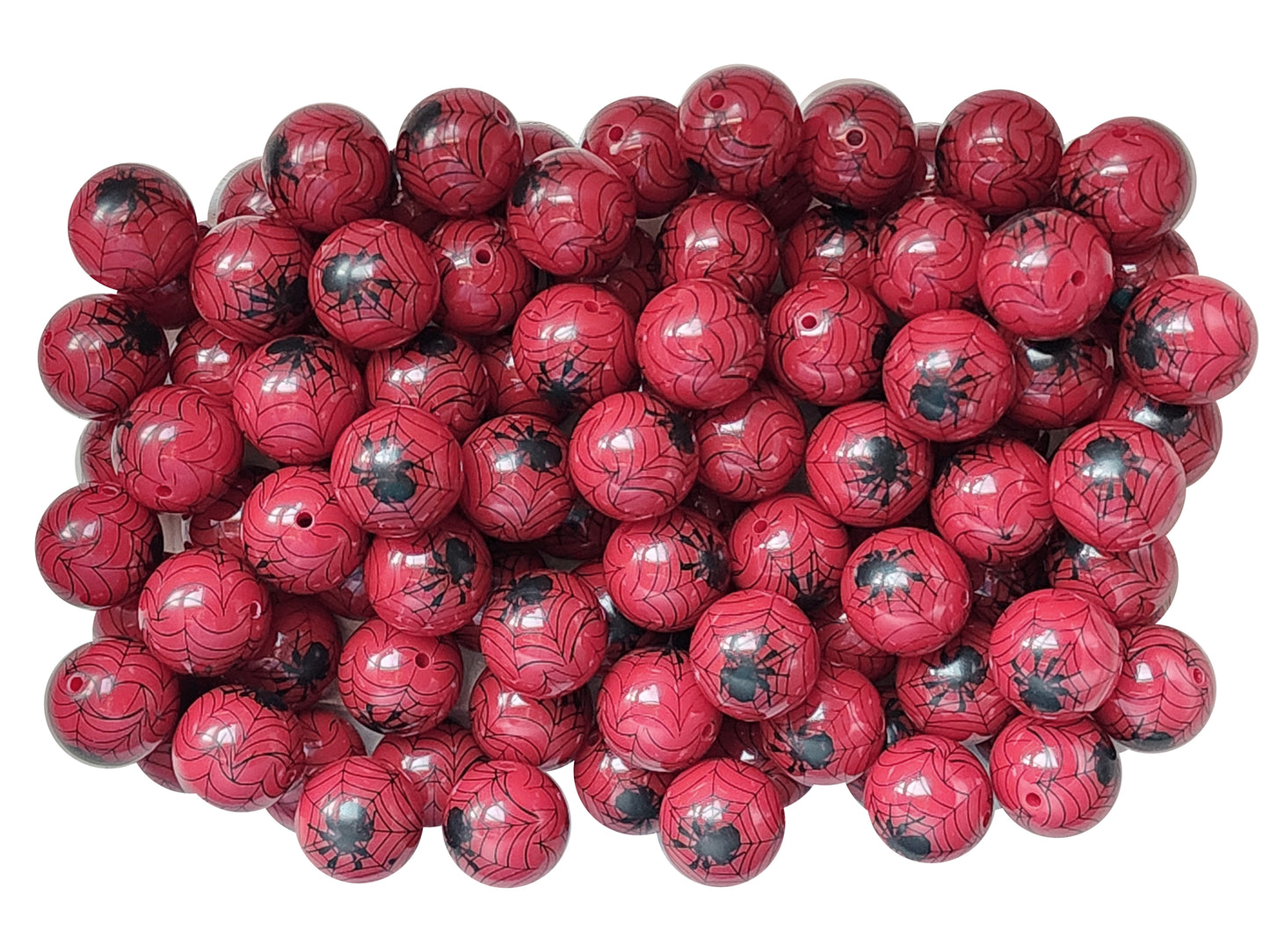 red black widow spider web 20mm printed wholesale bubblegum beads