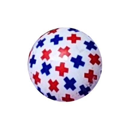 red & blue cross print 20mm printed bubblegum beads