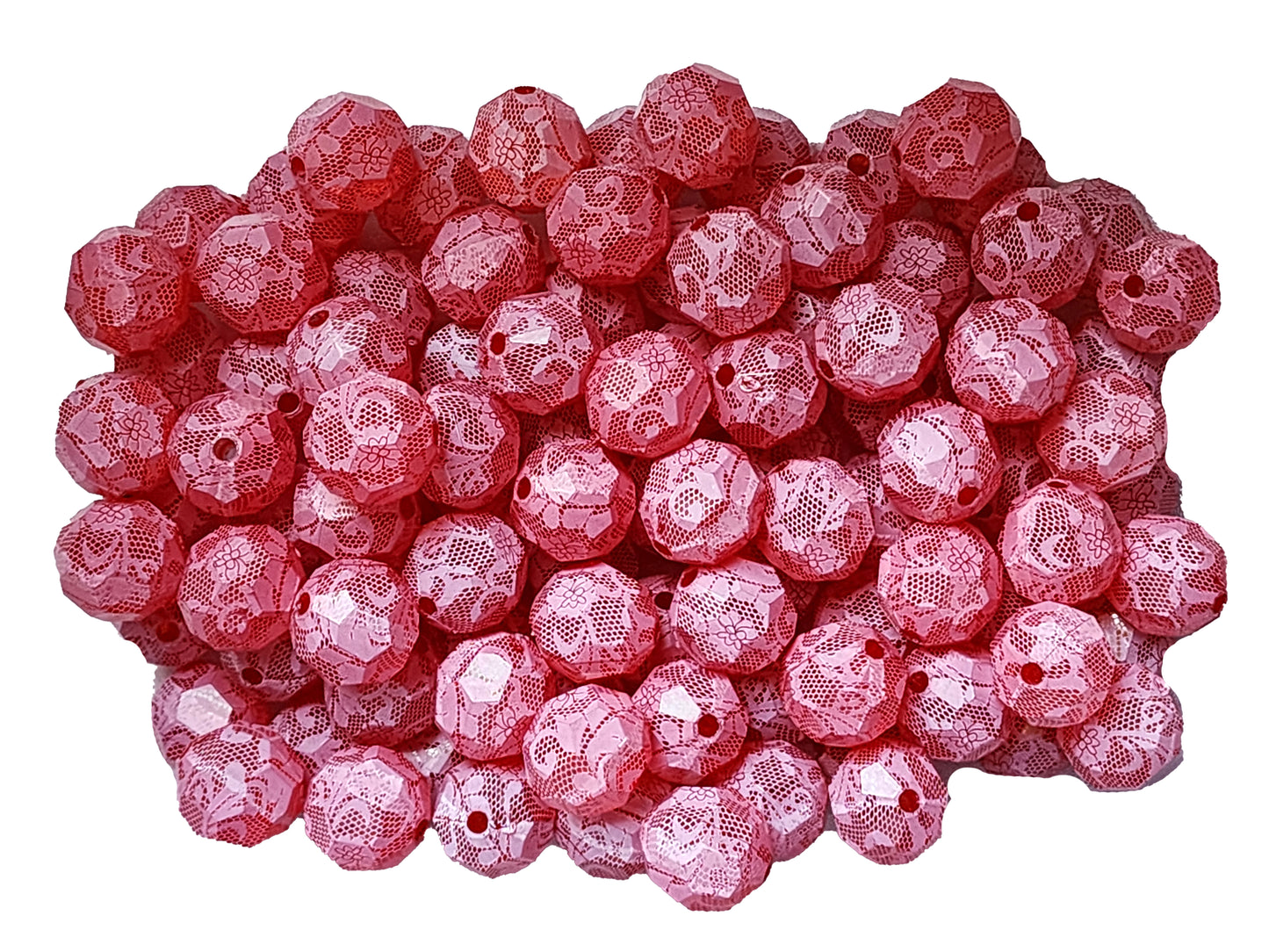 red faceted lace 20mm wholesale bubblegum beads