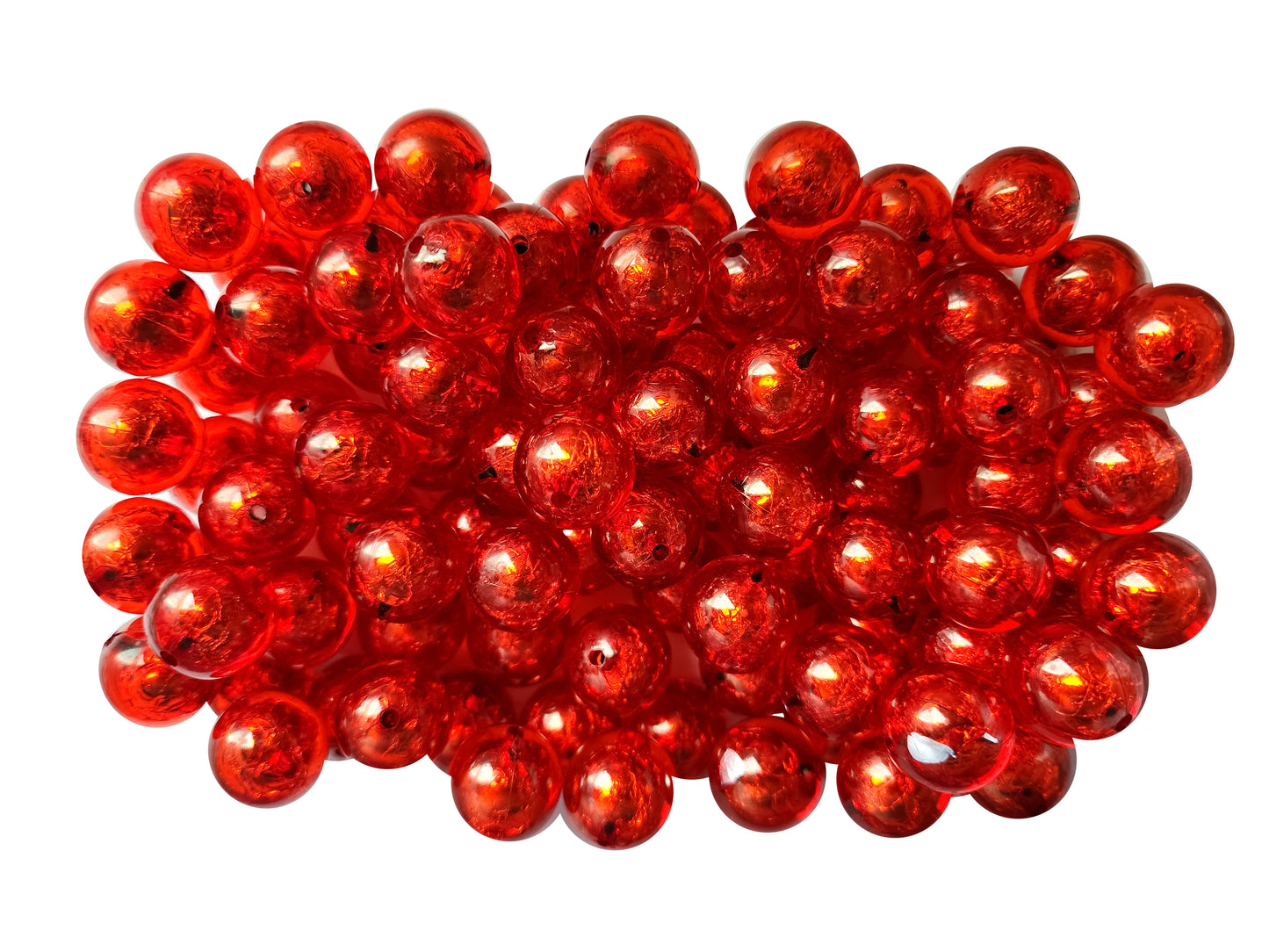 red foil 20mm bubblegum beads