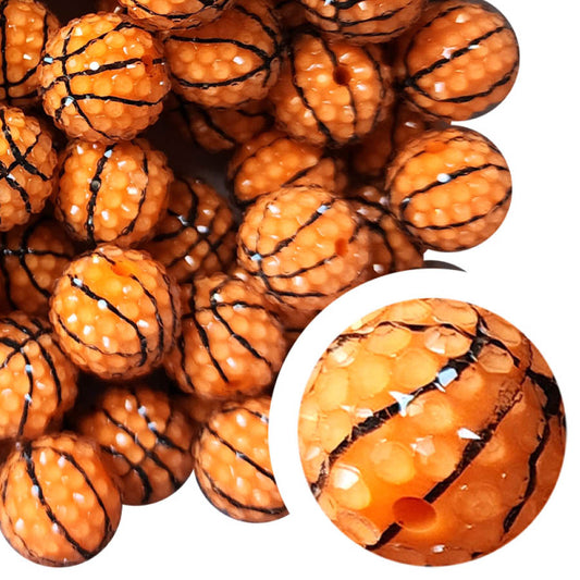 rhinestone basketball 20mm printed bubblegum beads