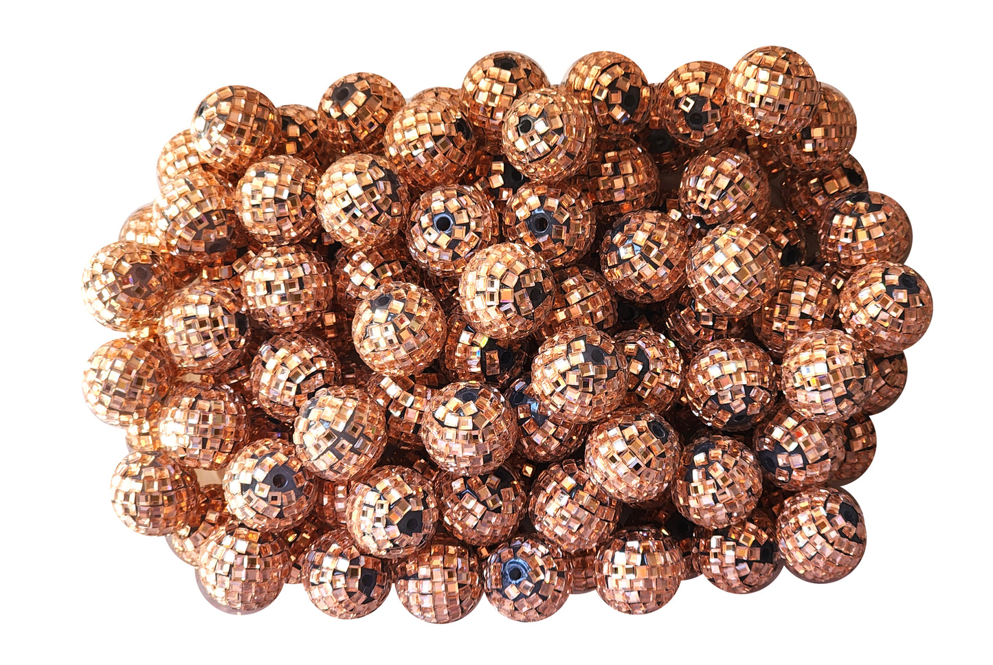 rose gold shiny disco balls 20mm bubblegum beads