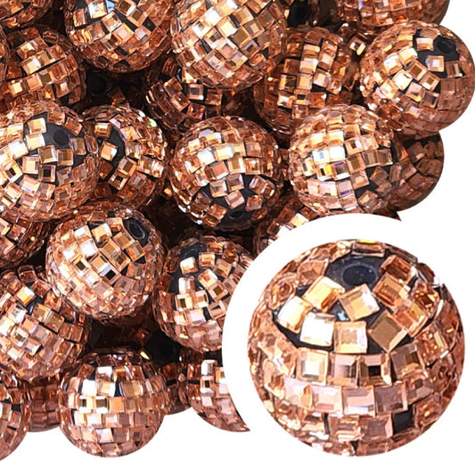 rose gold shiny disco balls 20mm bubblegum beads