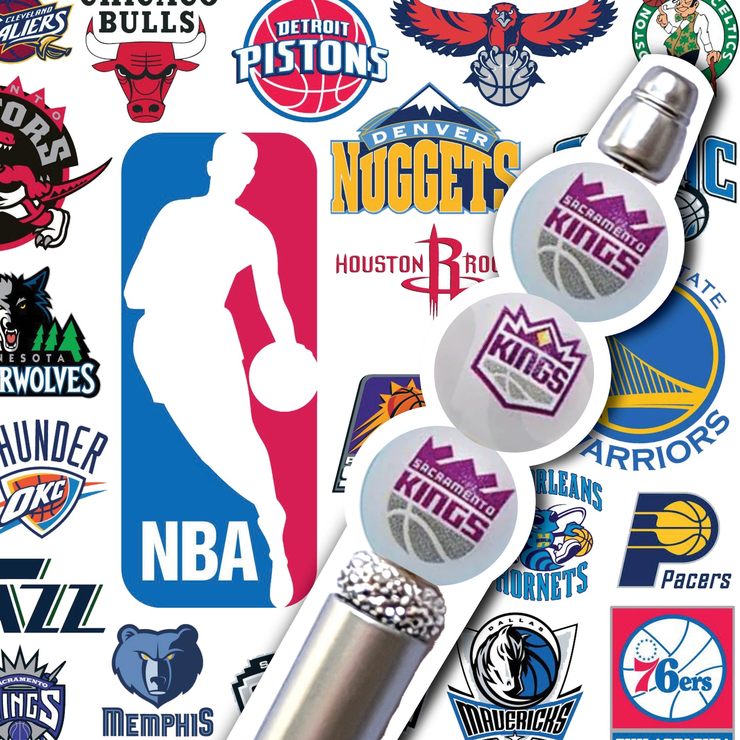 16mm sacramento kings mix nba team logos custom printed wholesale bubblegum beads