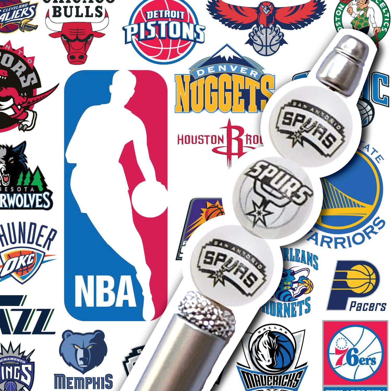 16mm san antonio spurs mix nba team logos custom printed wholesale bubblegum beads