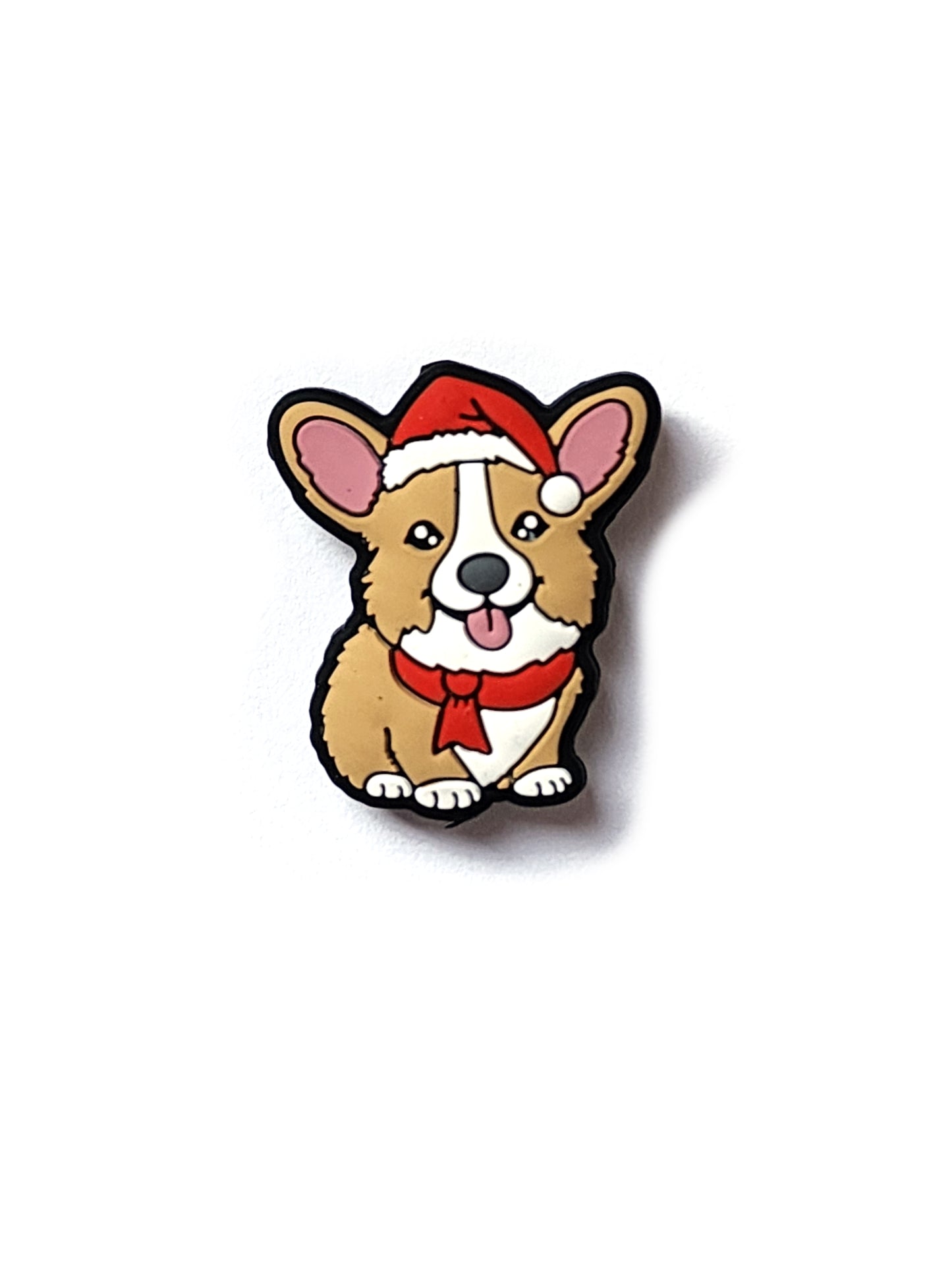 santa corgi silicone focal beads