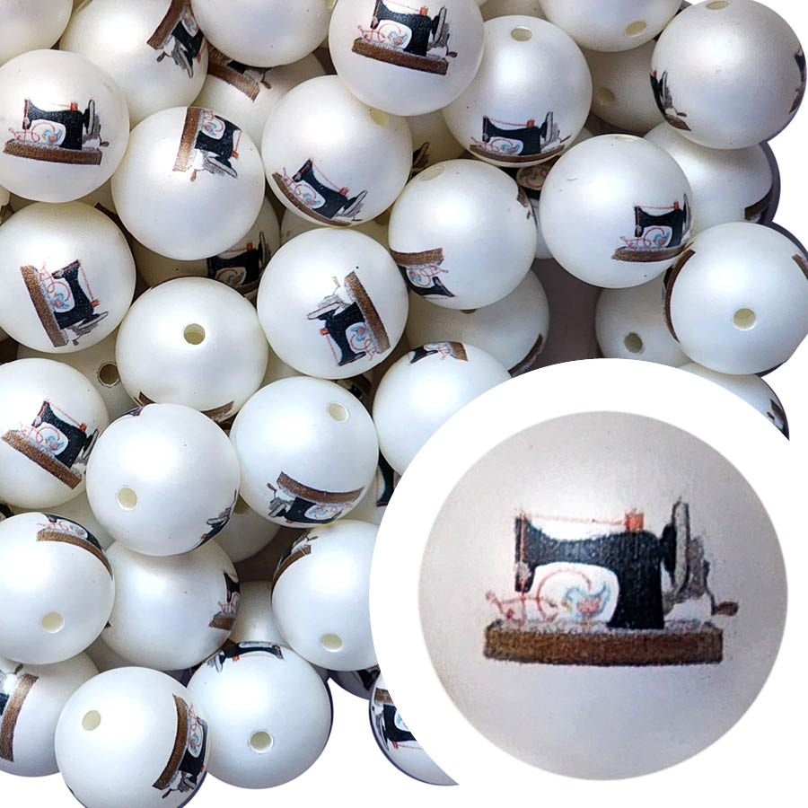 sewing machine 20mm printed bubblegum beads