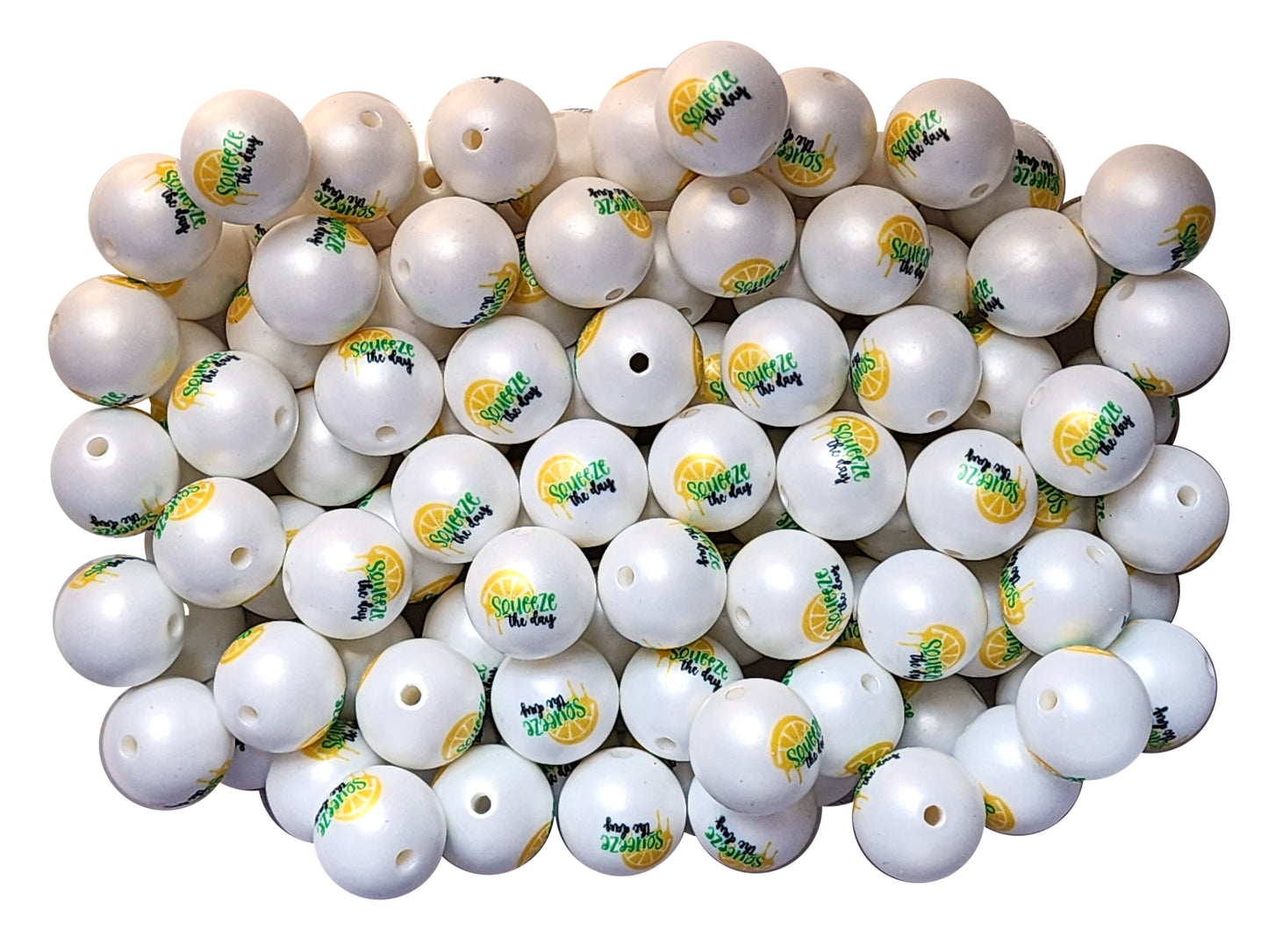 squeeze the day 20mm printed bubblegum beads