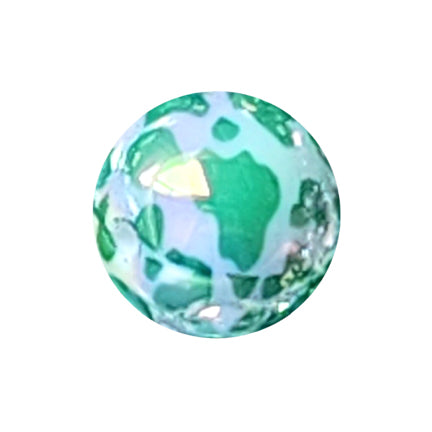 teal cow AB 20mm printed bubblegum beads