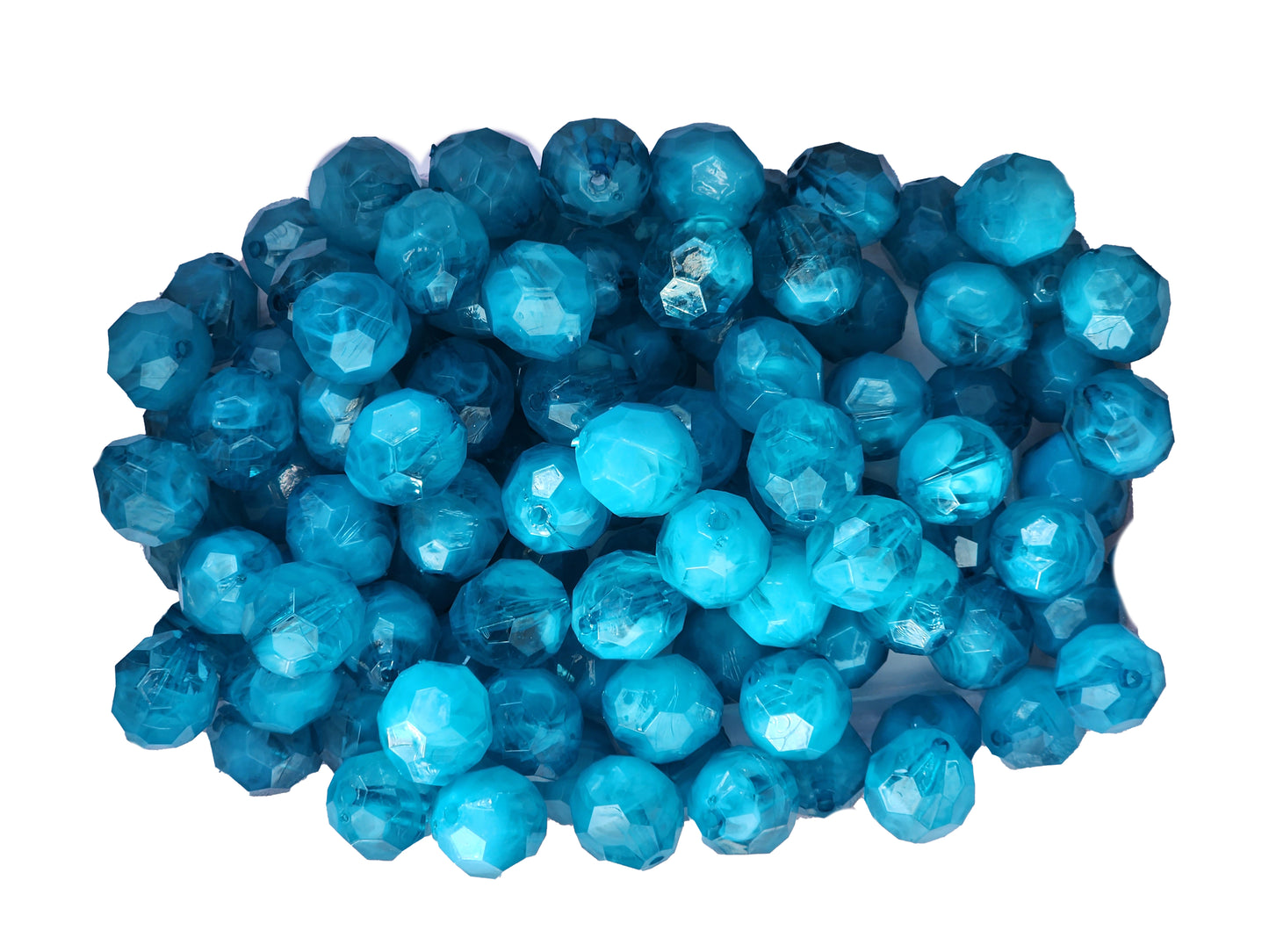 aqua faceted smoke 20mm bubblegum beads