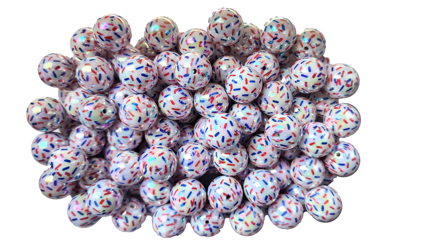 USA sprinkles AB 20mm printed wholesale bubblegum beads