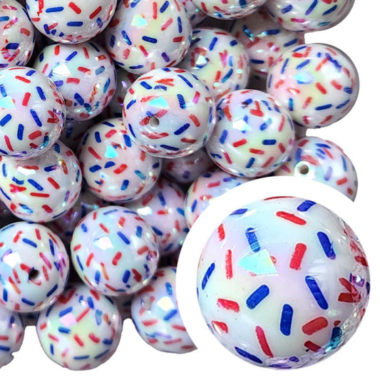 USA sprinkles AB 20mm printed wholesale bubblegum beads