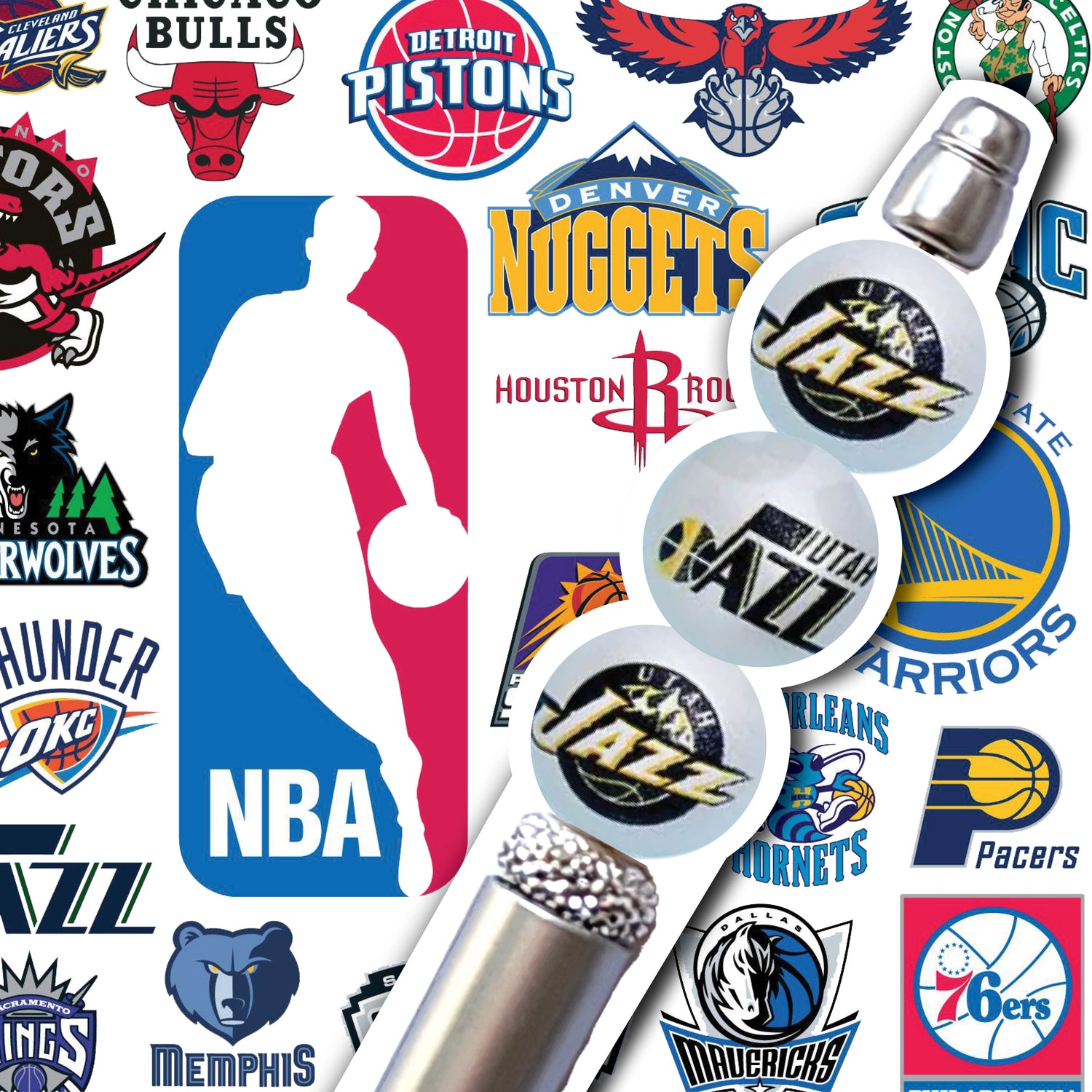 16mm utah jazz mix nba team logos custom printed wholesale bubblegum beads
