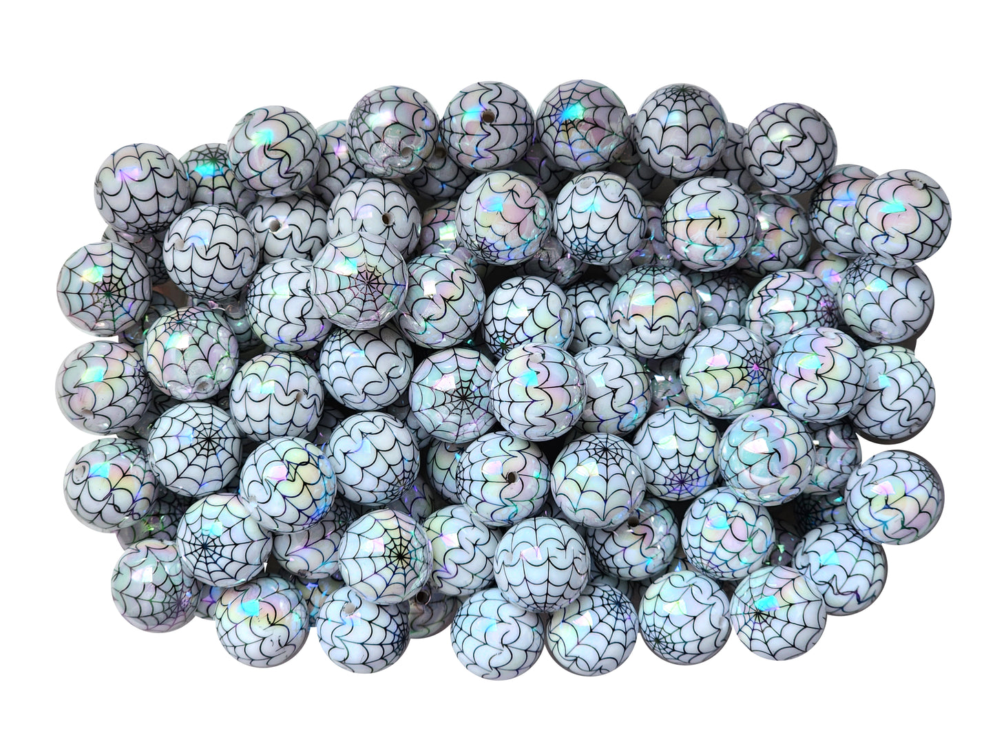 white spider web AB 20mm printed wholesale bubblegum beads