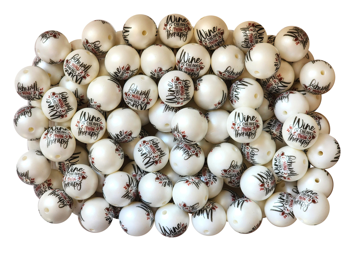 wine is cheaper than therapy 20mm printed bubblegum beads