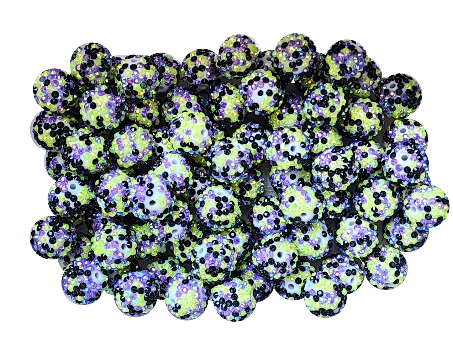 yellow confetti rhinestone 20mm bubblegum beads
