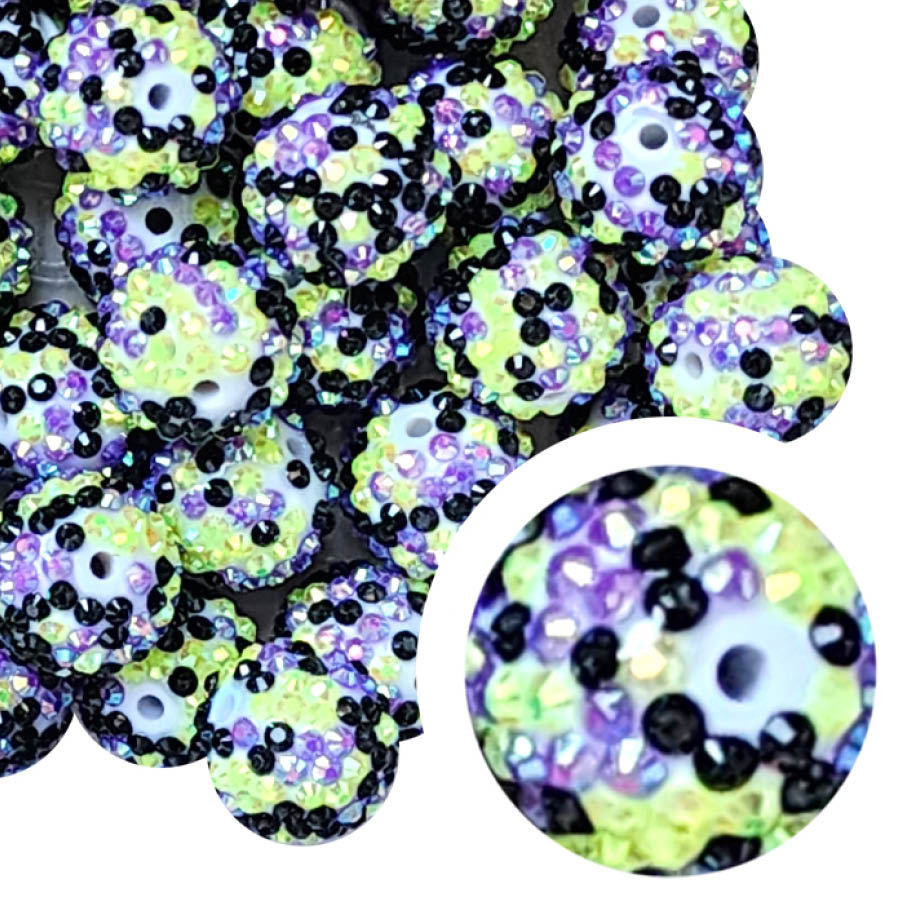 yellow confetti rhinestone 20mm bubblegum beads