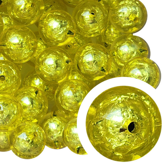 yellow foil 20mm bubblegum beads