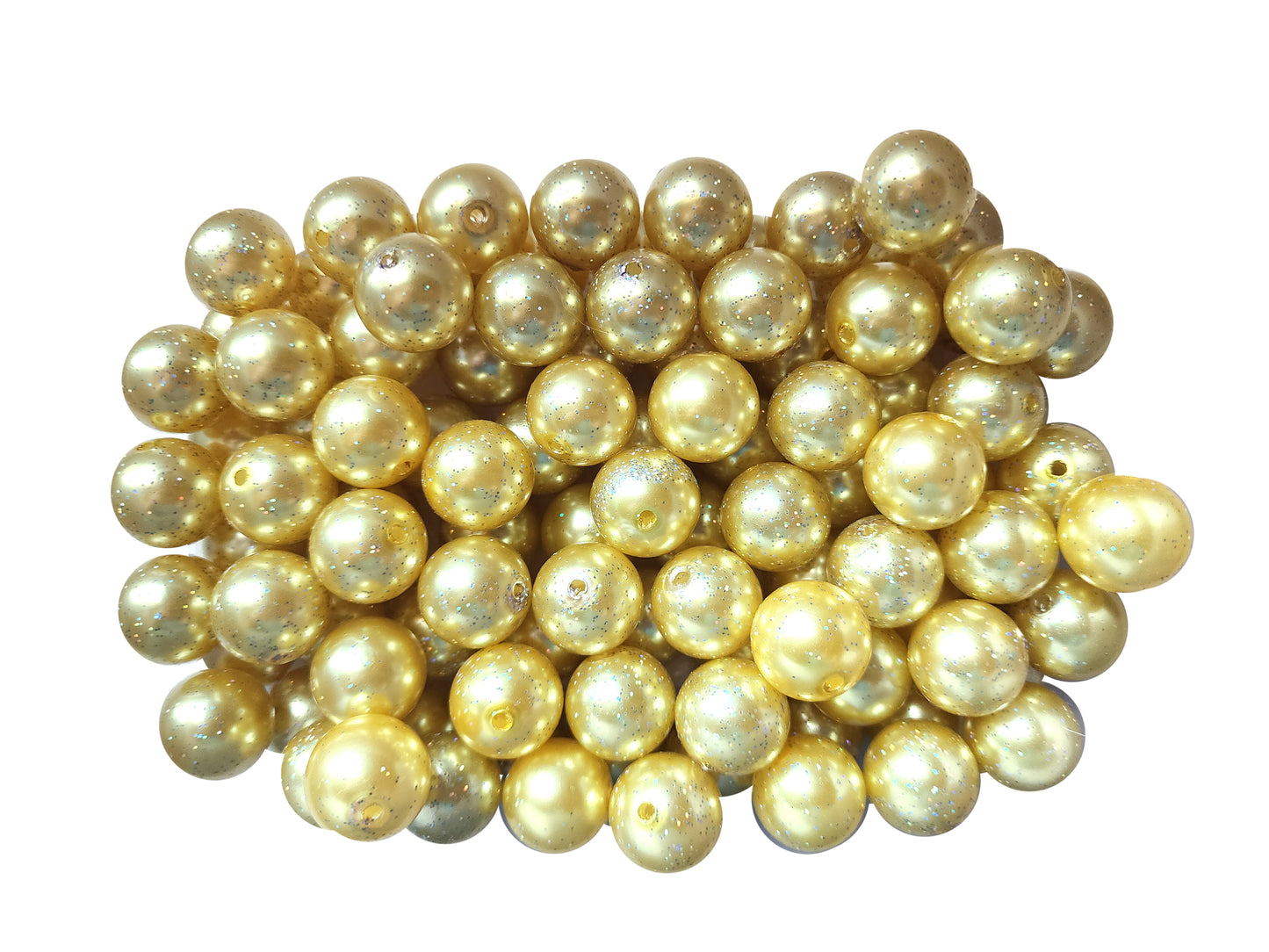 yellow pearl glitter 20mm bubblegum beads